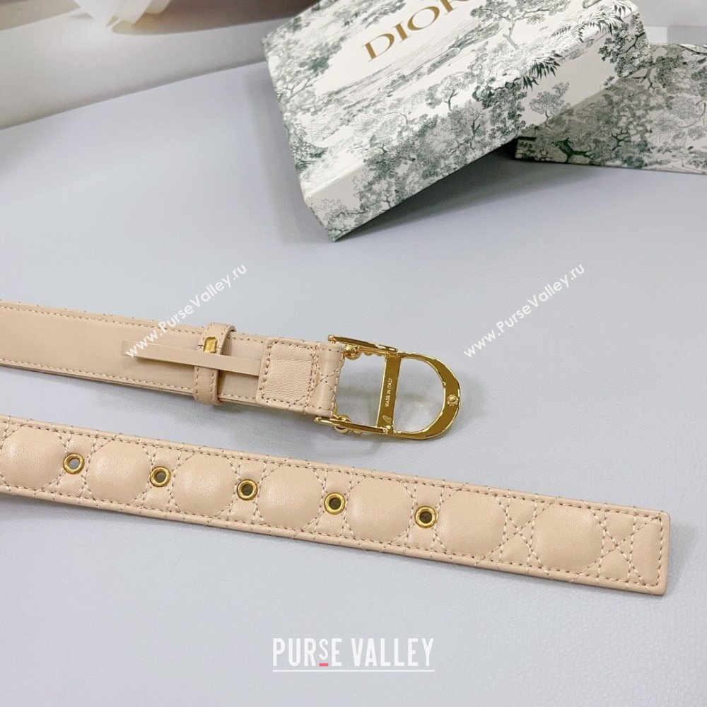 Dior Oblique Leather Belt 3cm with Pearls CD Buckle Beige/Gold 2025 0108 (99-250108019)