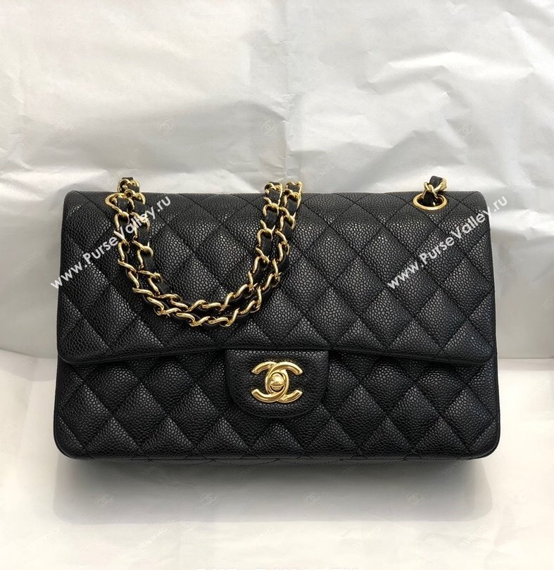 Chanel Quilted Big Grained Calfskin Medium Classic Flap Bag A01112 Black/Gold 024 2021  (SM-210930068)