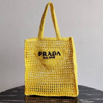 Prada Woven Raffia Tote Bag 1BG393 Yellow 2021 (YZ-21080419)