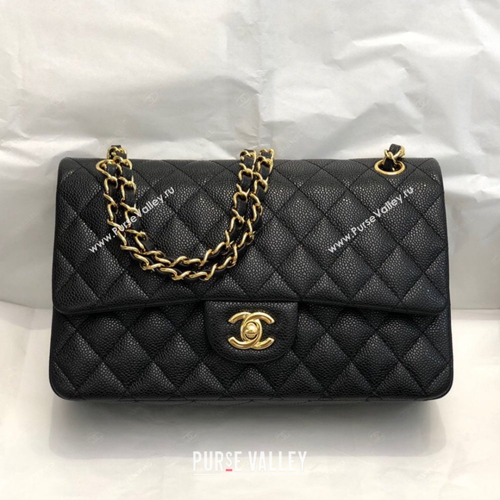 Chanel Quilted Big Grained Calfskin Medium Classic Flap Bag A01112 Black/Gold 024 2021  (SM-210930068)