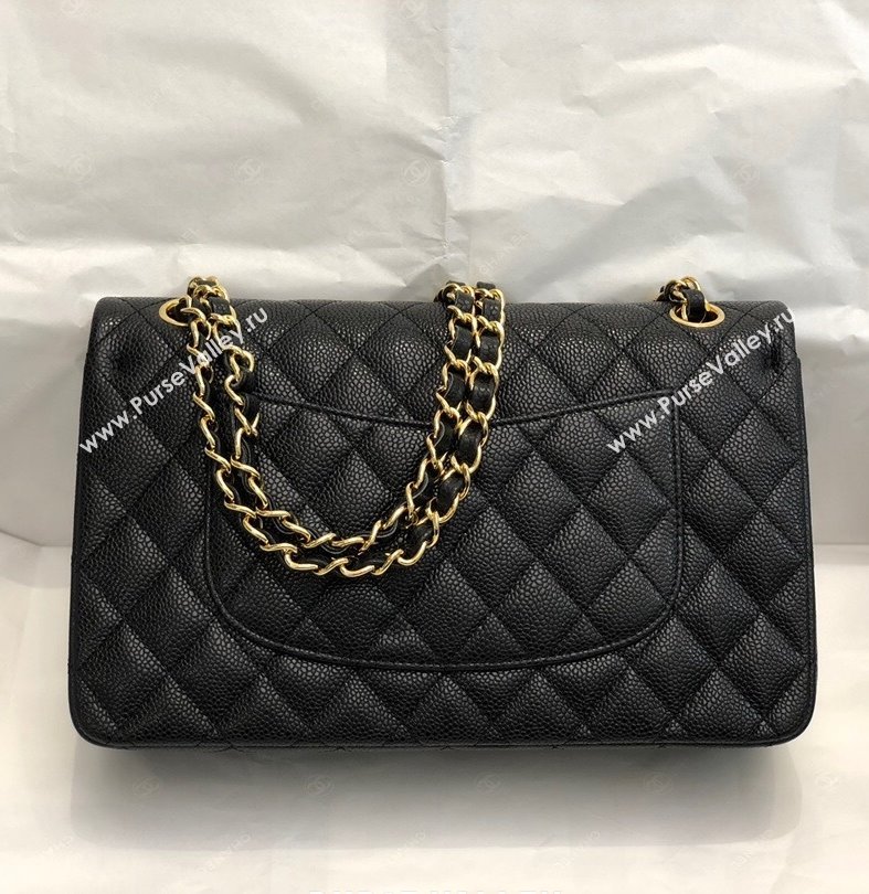 Chanel Quilted Big Grained Calfskin Medium Classic Flap Bag A01112 Black/Gold 024 2021  (SM-210930068)