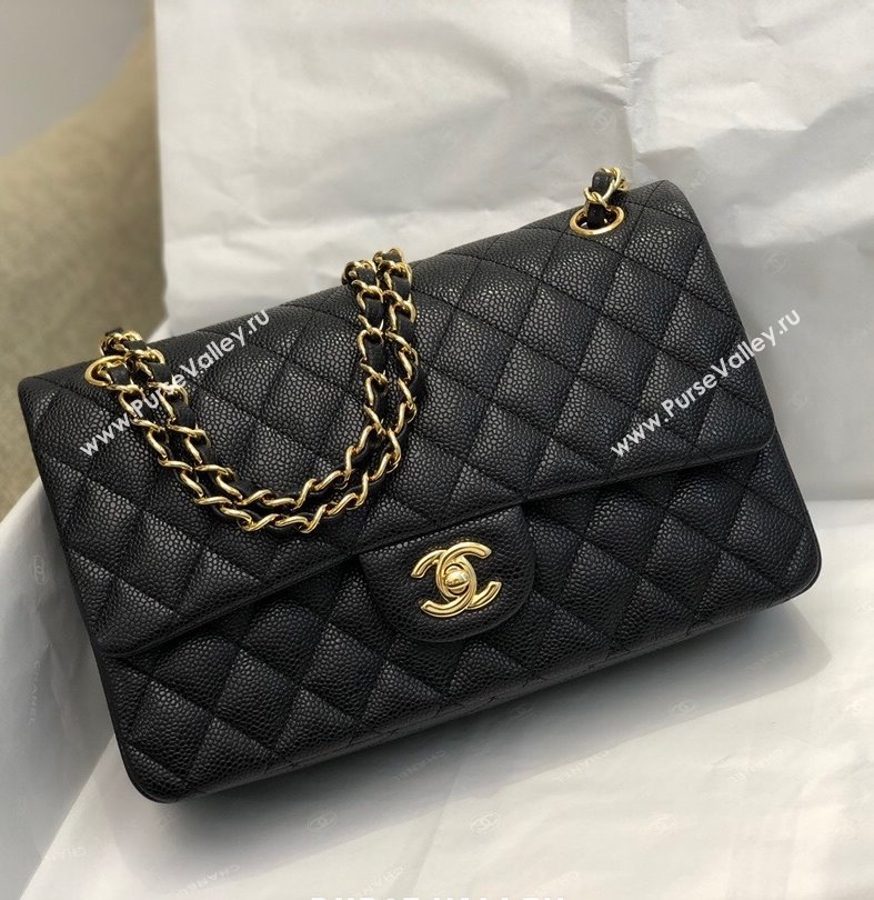 Chanel Quilted Big Grained Calfskin Medium Classic Flap Bag A01112 Black/Gold 024 2021  (SM-210930068)