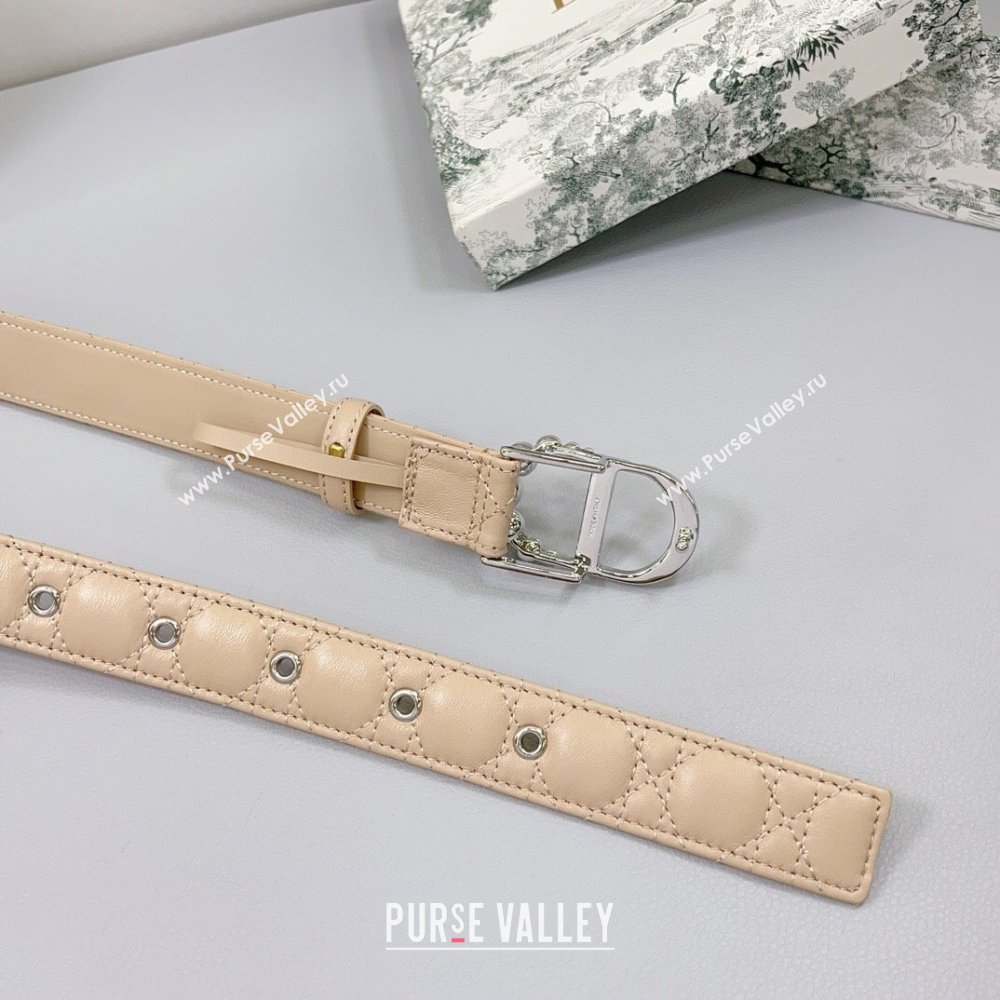 Dior Oblique Leather Belt 3cm with Pearls CD Buckle Beige/Silver 2025 0108 (99-250108020)