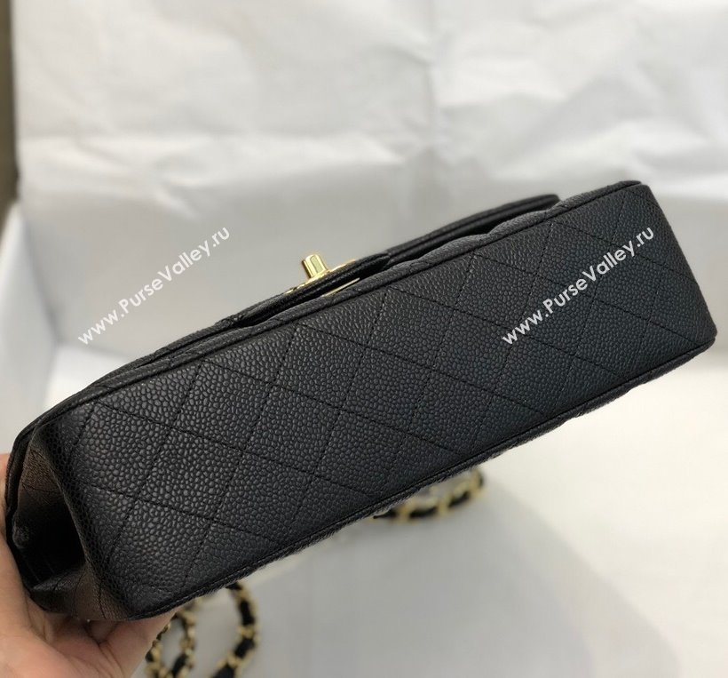 Chanel Quilted Big Grained Calfskin Medium Classic Flap Bag A01112 Black/Gold 024 2021  (SM-210930068)