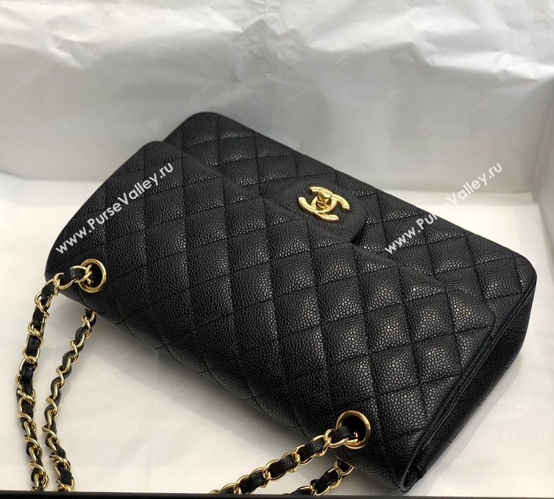 Chanel Quilted Big Grained Calfskin Medium Classic Flap Bag A01112 Black/Gold 024 2021  (SM-210930068)