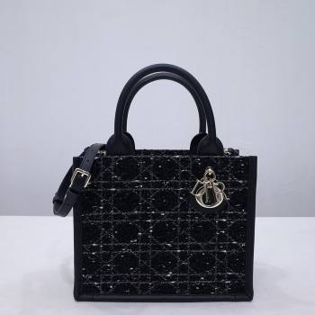 Dior Small Book Tote Bag Bag in Black Tweed 2024 (DMZ-24062824)