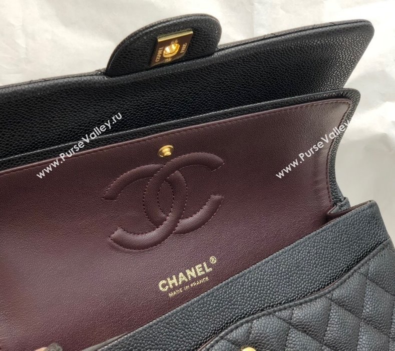 Chanel Quilted Big Grained Calfskin Medium Classic Flap Bag A01112 Black/Gold 024 2021  (SM-210930068)