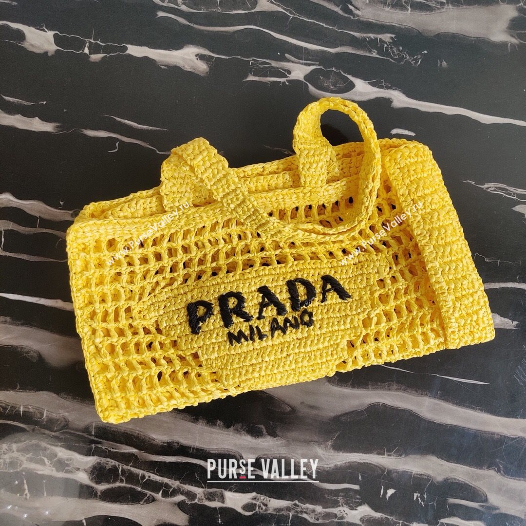 Prada Woven Raffia Tote Bag 1BG393 Yellow 2021 (YZ-21080419)