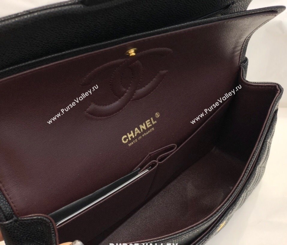 Chanel Quilted Big Grained Calfskin Medium Classic Flap Bag A01112 Black/Gold 024 2021  (SM-210930068)