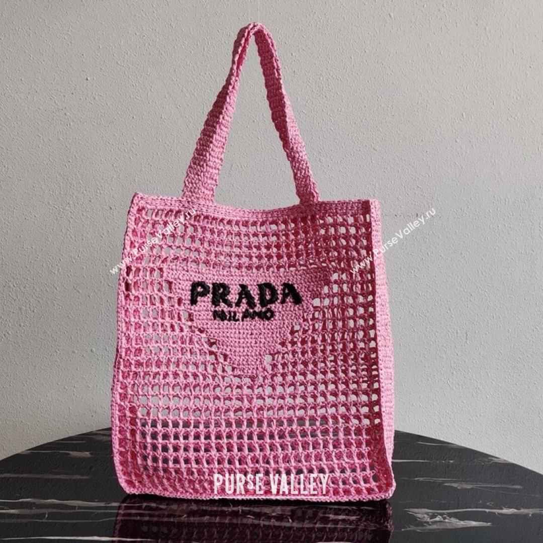 Prada Woven Raffia Tote Bag 1BG393 Pink 2021 (YZ-21080420)