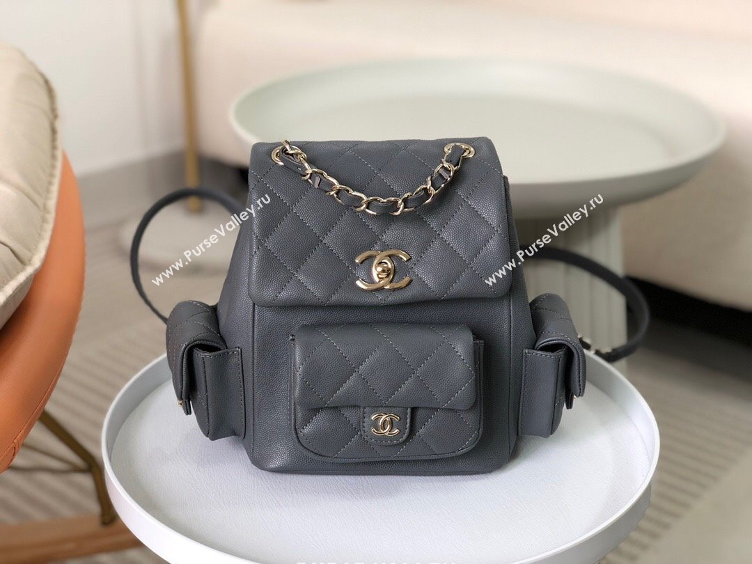 Chanel Grained Shiny Calfskin Backpack Bag AS4398 Grey 2023 Top (SM-23112819)