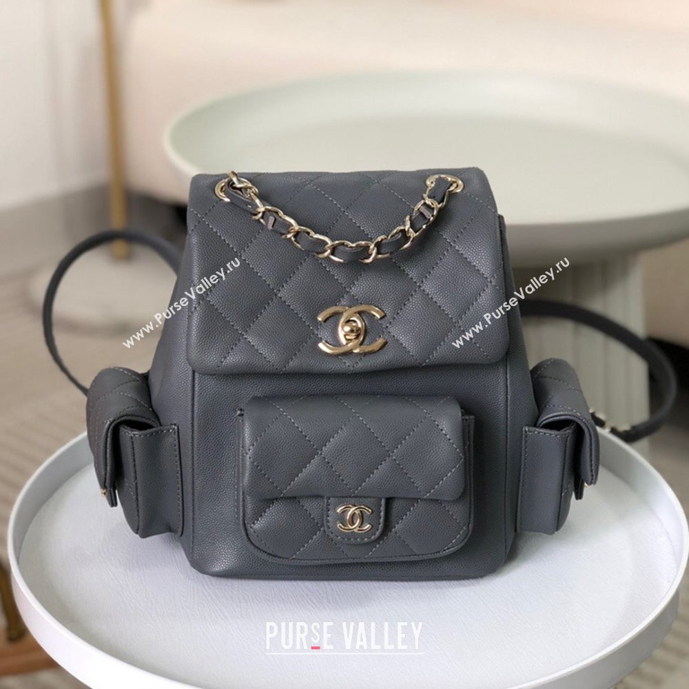 Chanel Grained Shiny Calfskin Backpack Bag AS4398 Grey 2023 Top (SM-23112819)