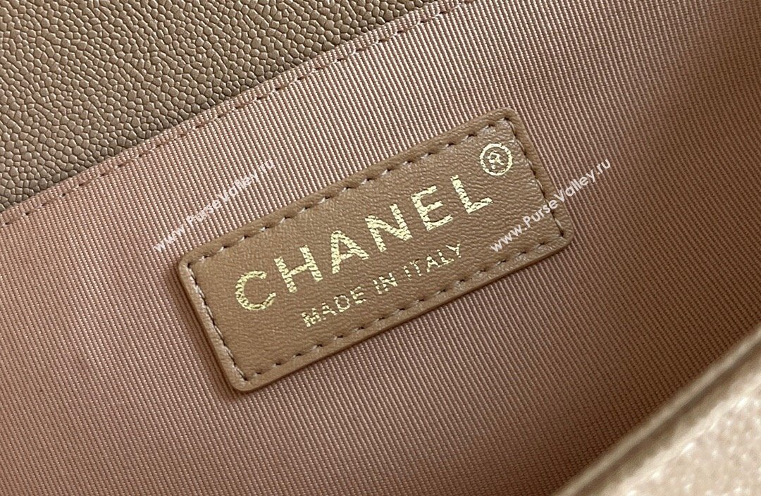 Chanel Original Grained Calfskin Chevron Medium Boy Flap Bag Light Gold/Apricot 2023 Top Quality (MHE-23102523)