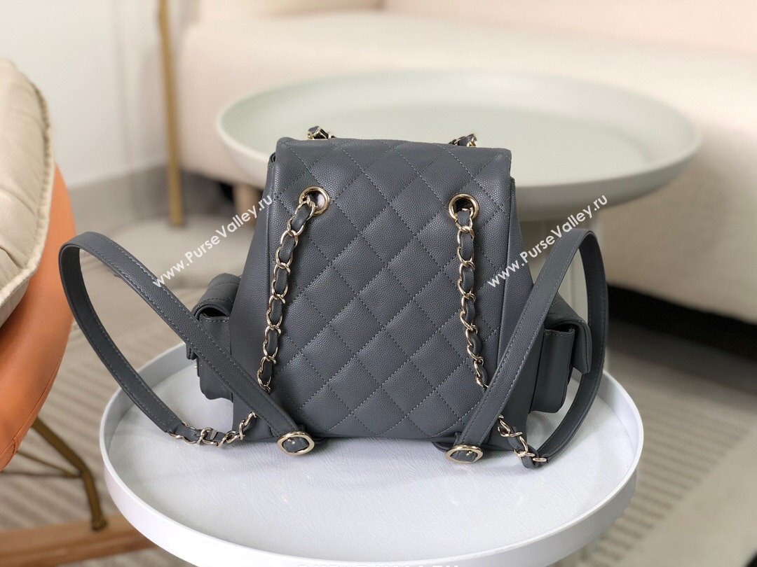 Chanel Grained Shiny Calfskin Backpack Bag AS4398 Grey 2023 Top (SM-23112819)