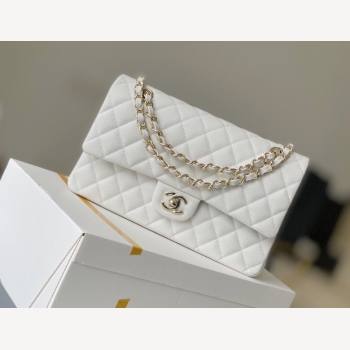 Chanel Haas Grained Calfskin Medium Classic Flap Bag A01112 White/Light Gold 2021(Original Quality) (M-210929051)