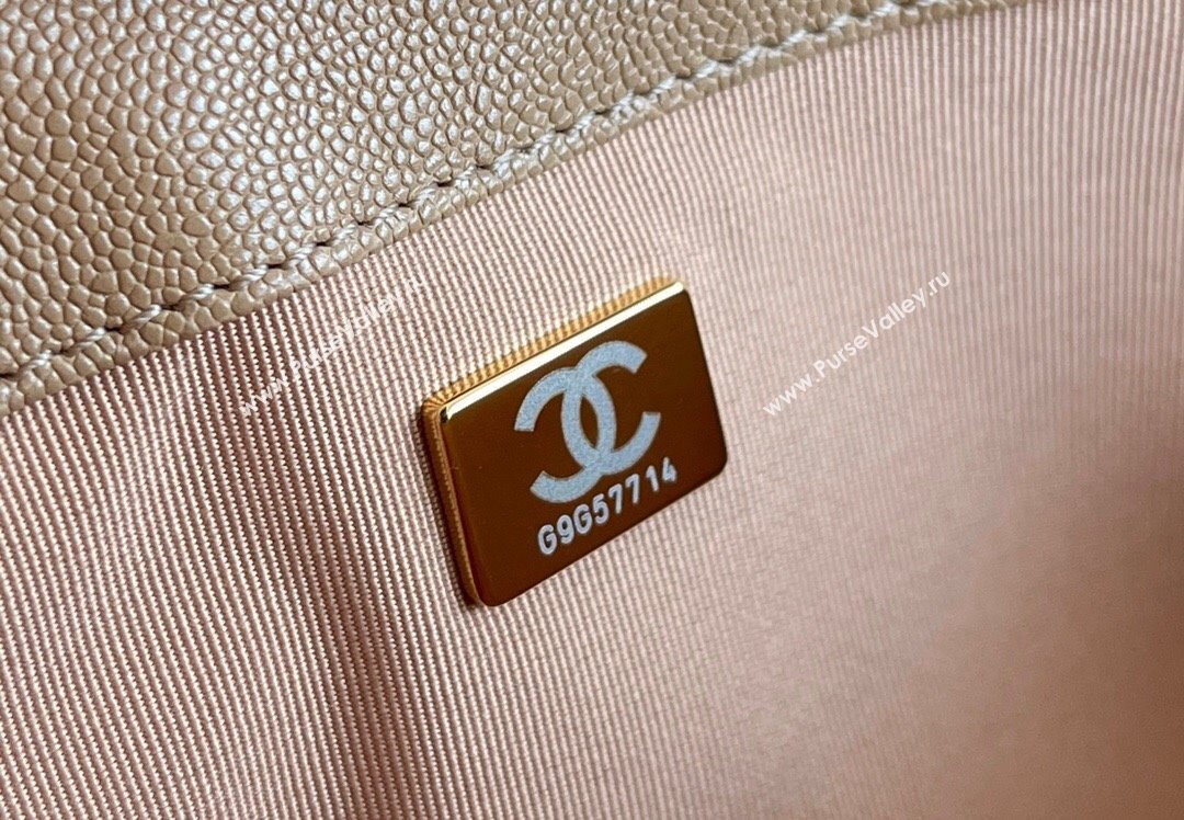 Chanel Original Grained Calfskin Chevron Medium Boy Flap Bag Light Gold/Apricot 2023 Top Quality (MHE-23102523)