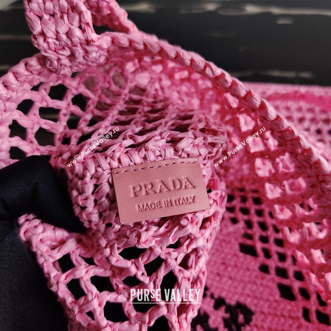 Prada Woven Raffia Tote Bag 1BG393 Pink 2021 (YZ-21080420)