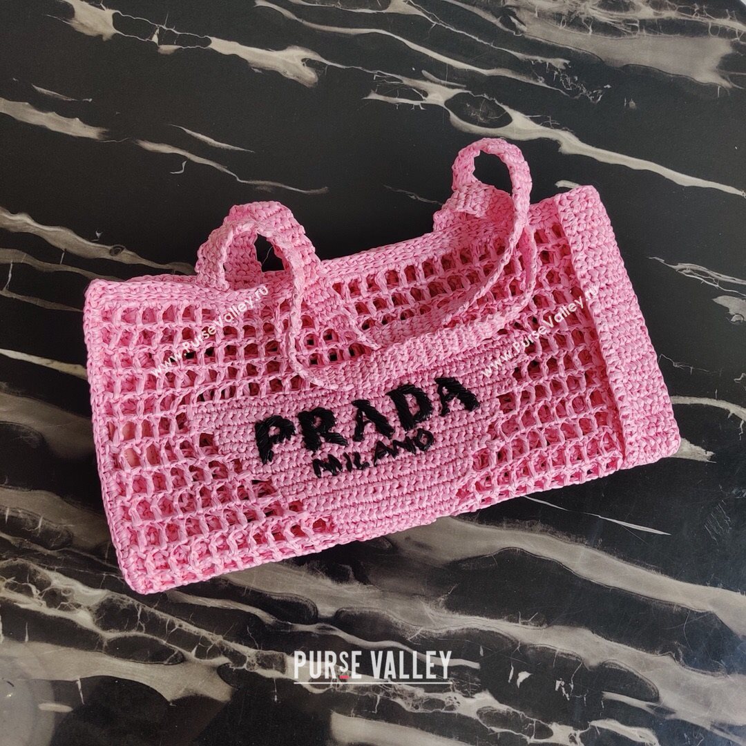 Prada Woven Raffia Tote Bag 1BG393 Pink 2021 (YZ-21080420)