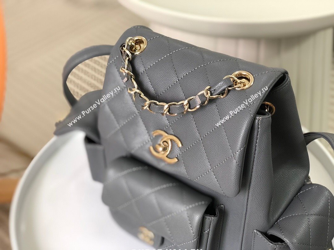 Chanel Grained Shiny Calfskin Backpack Bag AS4398 Grey 2023 Top (SM-23112819)