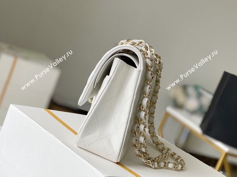Chanel Haas Grained Calfskin Medium Classic Flap Bag A01112 White/Light Gold 2021(Original Quality) (M-210929051)