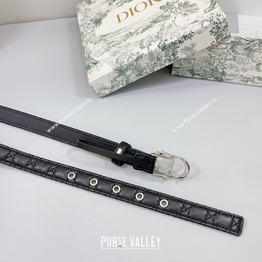 Dior Oblique Leather Belt 2cm with Pearls CD Buckle Black/Silver 2025 0108 (99-250108022)