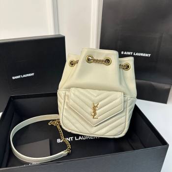 Saint Laurent Joe Mini Bucket Bag in Lambskin 701631 White 2024 Top (BL-24101066)