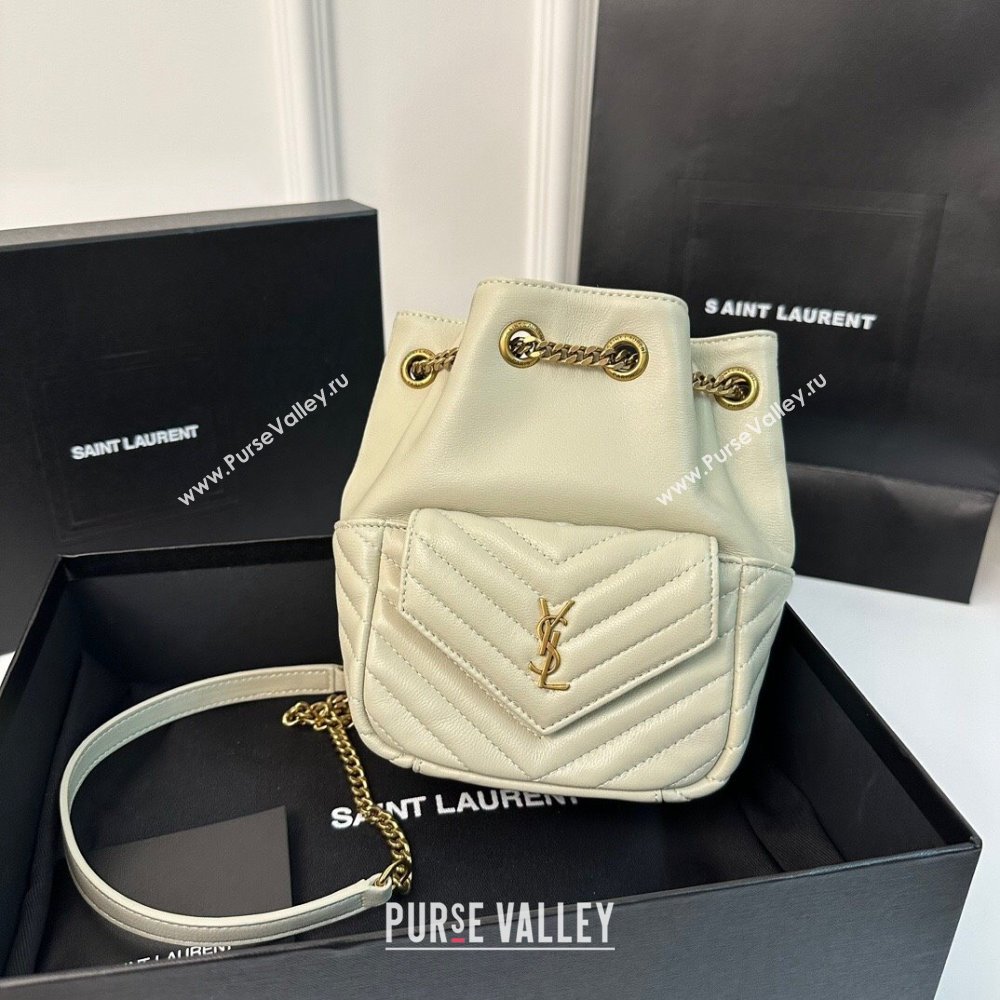 Saint Laurent Joe Mini Bucket Bag in Lambskin 701631 White 2024 Top (BL-24101066)