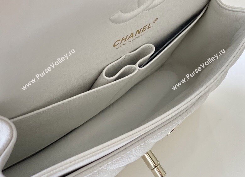 Chanel Haas Grained Calfskin Medium Classic Flap Bag A01112 White/Light Gold 2021(Original Quality) (M-210929051)