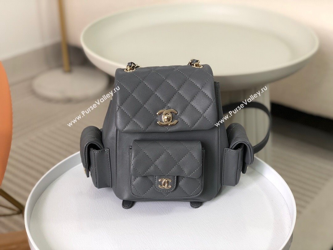 Chanel Grained Shiny Calfskin Small Backpack Bag AS4399 Grey 2023 Top (SM-23112820)