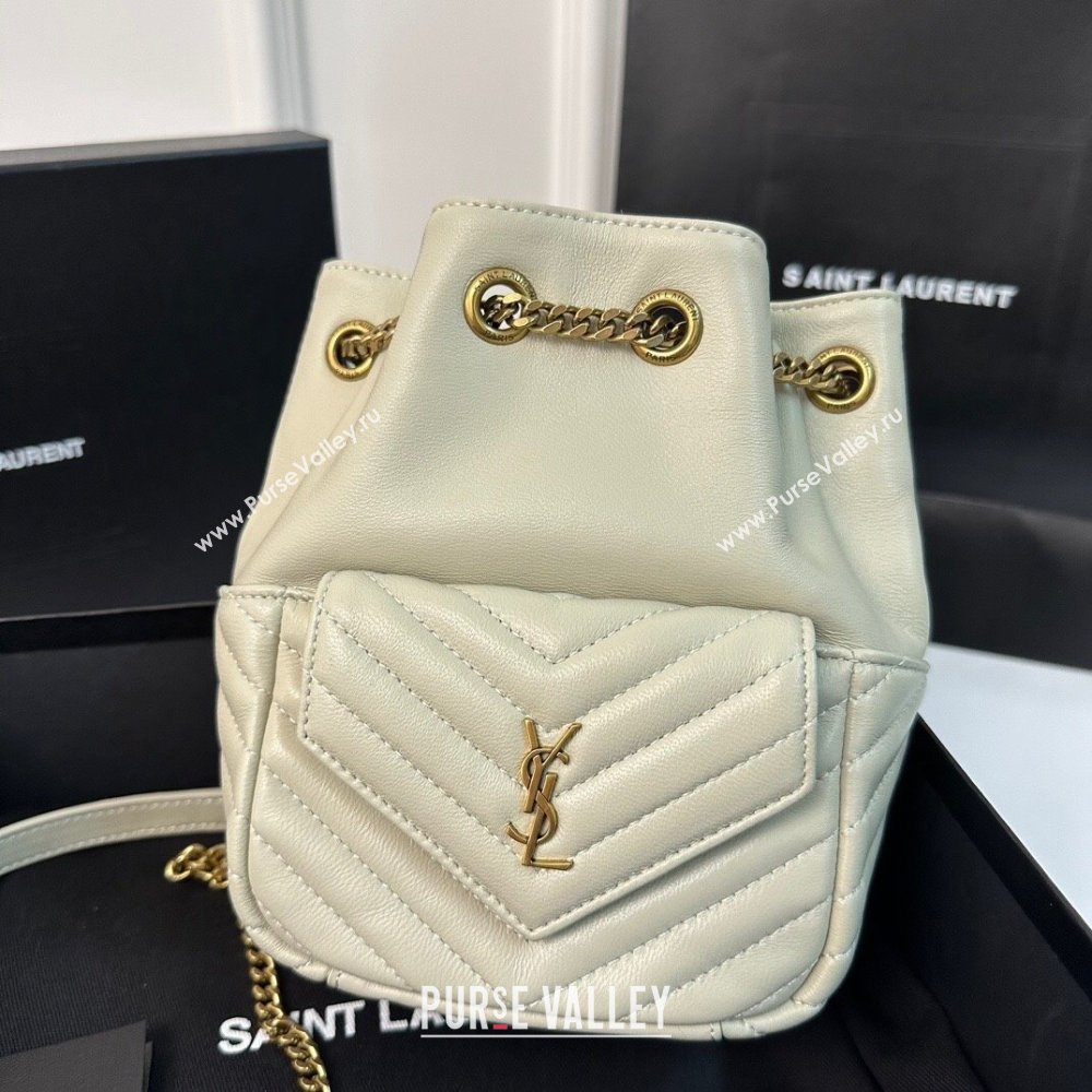 Saint Laurent Joe Mini Bucket Bag in Lambskin 701631 White 2024 Top (BL-24101066)