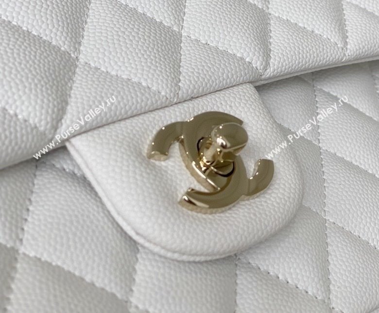 Chanel Haas Grained Calfskin Medium Classic Flap Bag A01112 White/Light Gold 2021(Original Quality) (M-210929051)