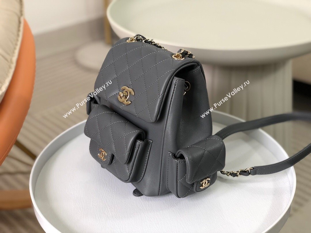 Chanel Grained Shiny Calfskin Small Backpack Bag AS4399 Grey 2023 Top (SM-23112820)