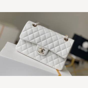 Chanel Haas Grained Calfskin Small Classic Flap Bag A01113 White/Light Gold 2021(Original Quality) (M-210929052)