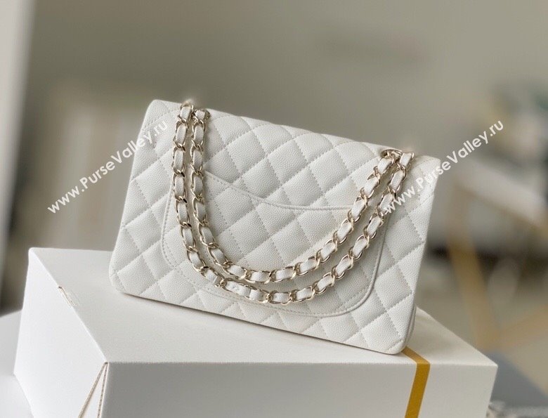 Chanel Haas Grained Calfskin Small Classic Flap Bag A01113 White/Light Gold 2021(Original Quality) (M-210929052)