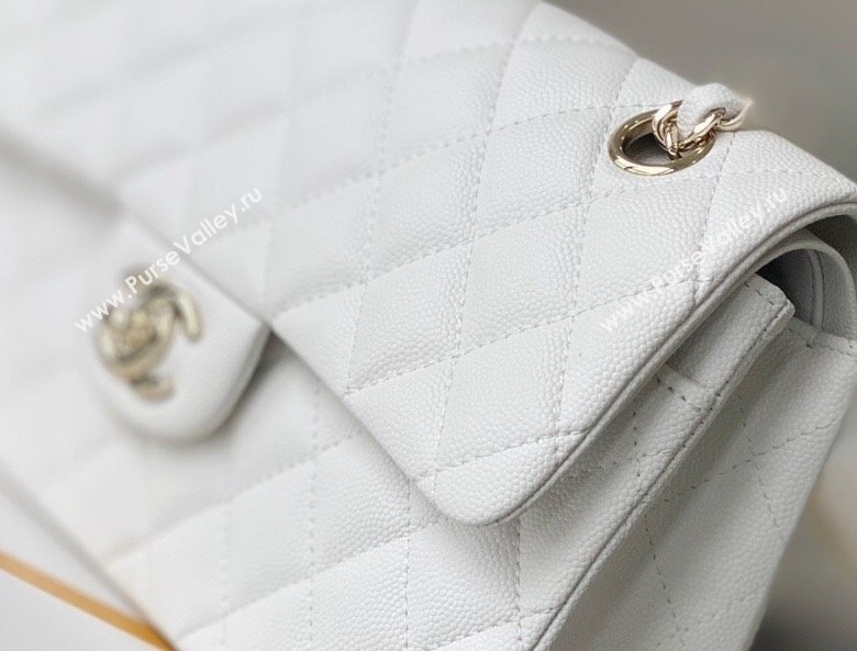 Chanel Haas Grained Calfskin Small Classic Flap Bag A01113 White/Light Gold 2021(Original Quality) (M-210929052)