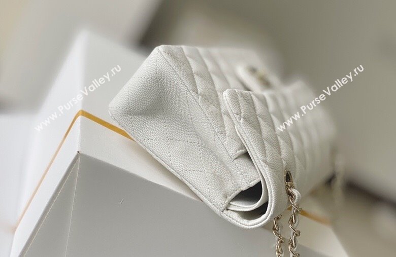 Chanel Haas Grained Calfskin Small Classic Flap Bag A01113 White/Light Gold 2021(Original Quality) (M-210929052)