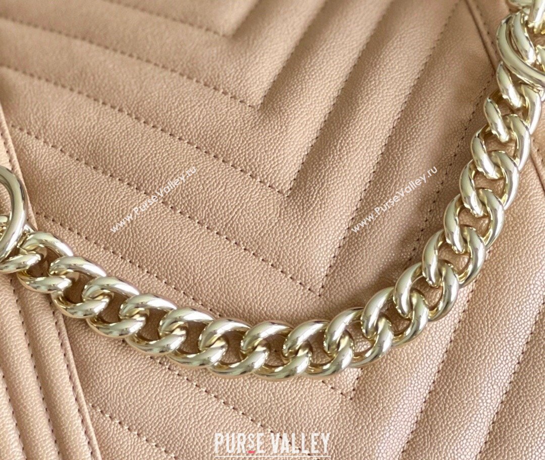 Chanel Original Grained Calfskin Chevron Small Boy Flap Bag Light Gold/Apricot 2023 Top Quality (MHE-23102522)