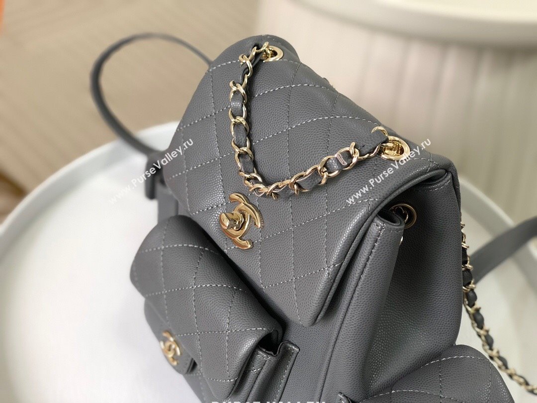 Chanel Grained Shiny Calfskin Small Backpack Bag AS4399 Grey 2023 Top (SM-23112820)