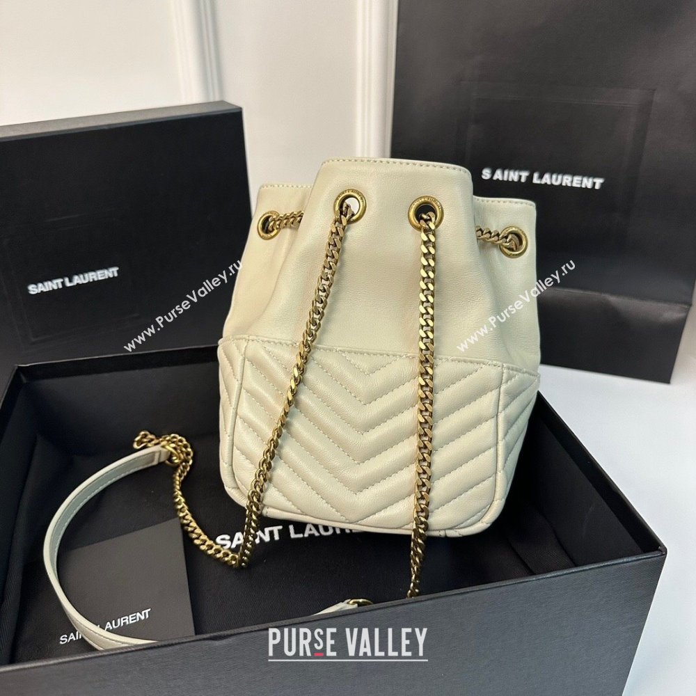 Saint Laurent Joe Mini Bucket Bag in Lambskin 701631 White 2024 Top (BL-24101066)