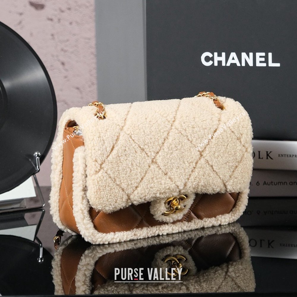 Chanel Shearling Lambskin Flap Bag AS5149 Beige/Brown 2024 (YZ-24101065)