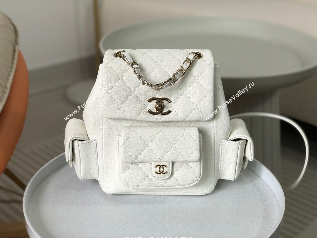 Chanel Grained Shiny Calfskin Backpack Bag AS4398 White 2023 Top (SM-23112821)