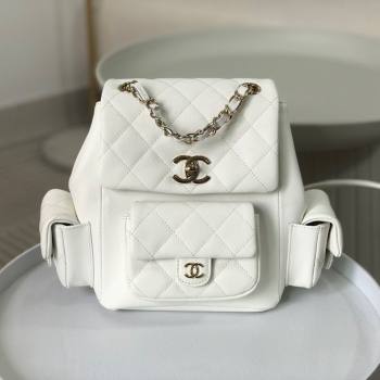 Chanel Grained Shiny Calfskin Backpack Bag AS4398 White 2023 Top (SM-23112821)