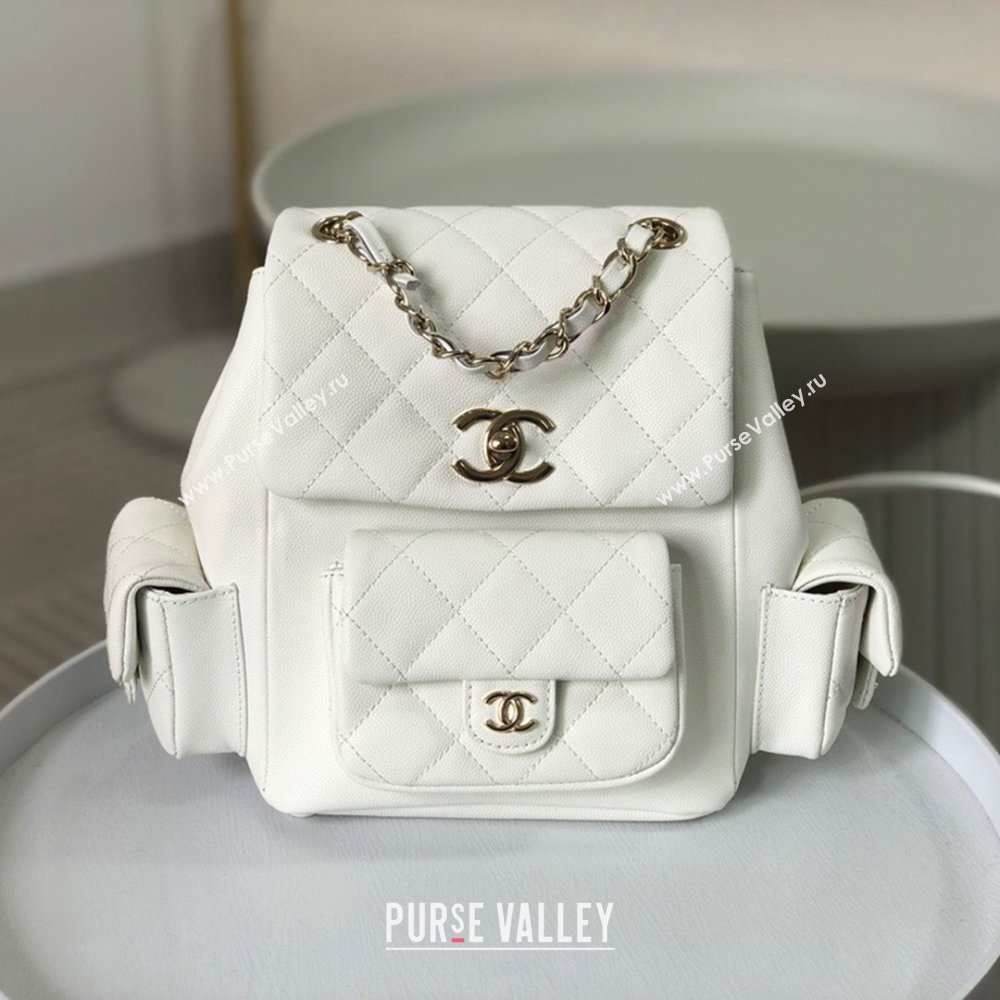 Chanel Grained Shiny Calfskin Backpack Bag AS4398 White 2023 Top (SM-23112821)