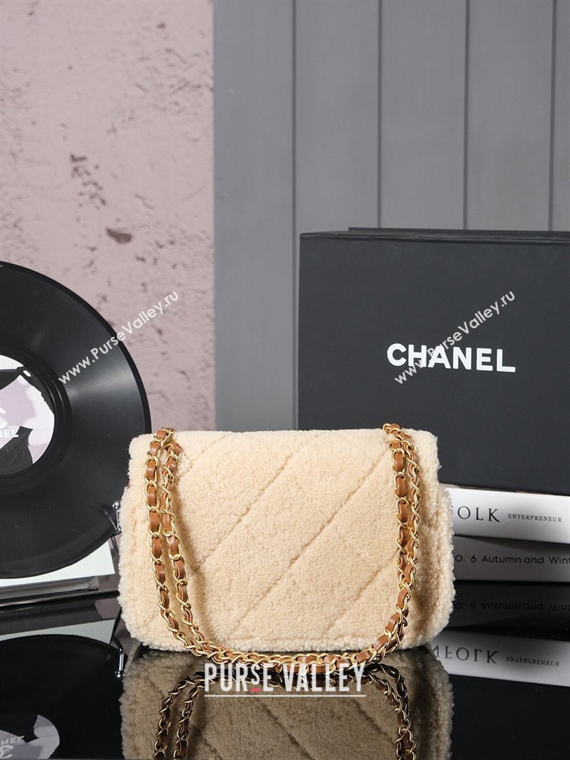 Chanel Shearling Lambskin Flap Bag AS5149 Beige/Brown 2024 (YZ-24101065)