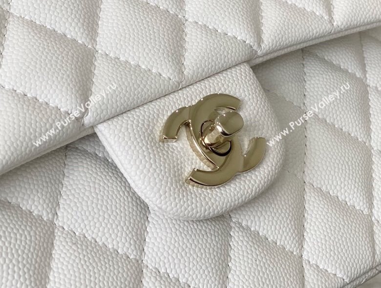 Chanel Haas Grained Calfskin Small Classic Flap Bag A01113 White/Light Gold 2021(Original Quality) (M-210929052)