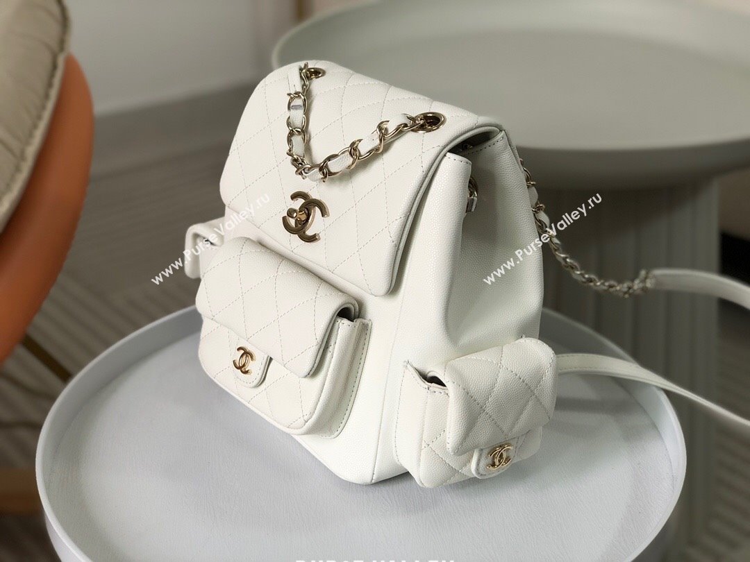 Chanel Grained Shiny Calfskin Backpack Bag AS4398 White 2023 Top (SM-23112821)