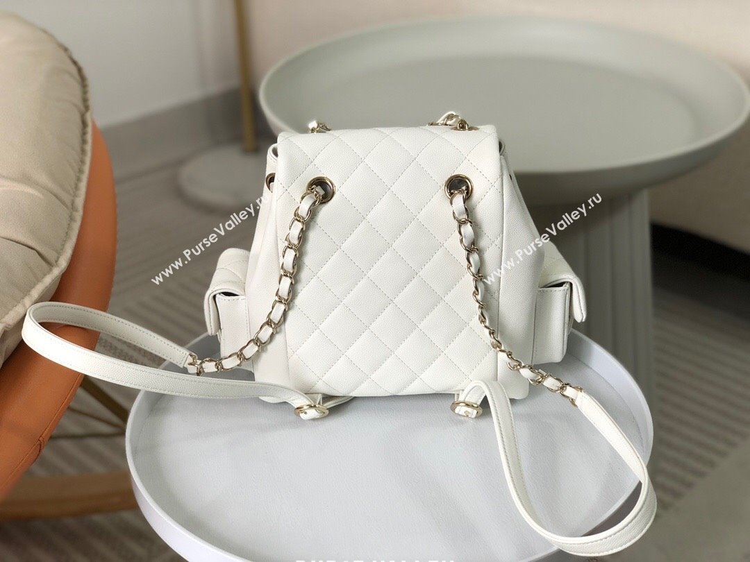 Chanel Grained Shiny Calfskin Backpack Bag AS4398 White 2023 Top (SM-23112821)