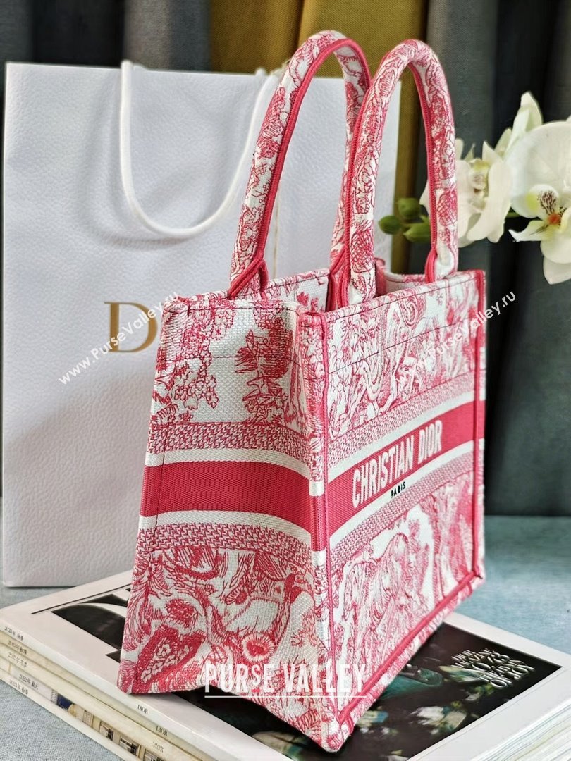 Dior Small Book Tote Bag Bag in Candy Pink Toile de Jouy Embroidery 2024 (DMZ-24062816)