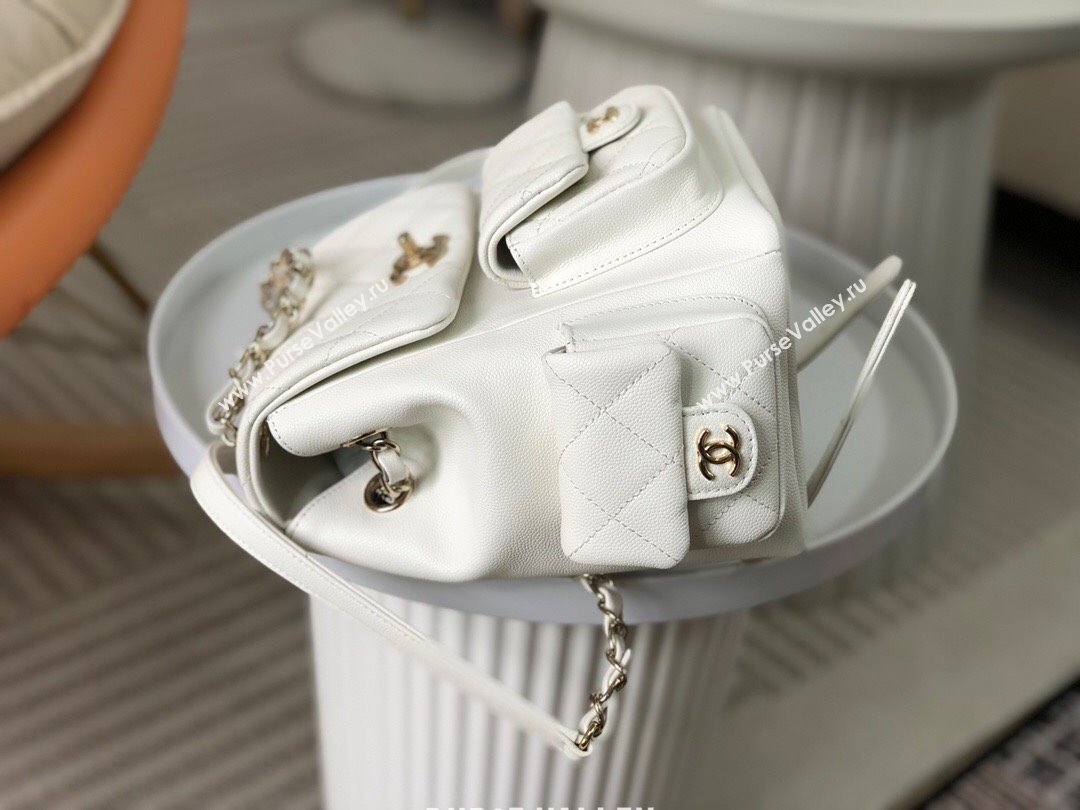 Chanel Grained Shiny Calfskin Backpack Bag AS4398 White 2023 Top (SM-23112821)