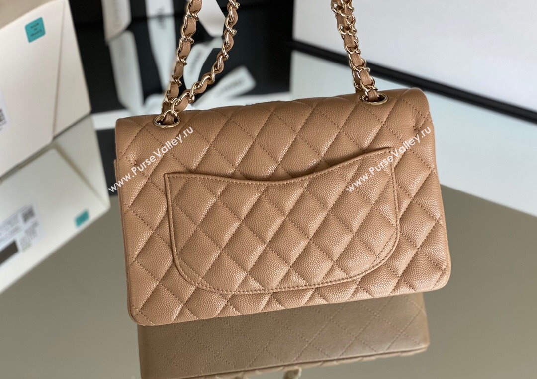 Chanel Haas Grained Calfskin Small Classic Flap Bag A01113 Apricot/Light Gold 2021(Original Quality) (M-210929054)